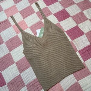 NWT Ribbed Knit Tan Women's Top